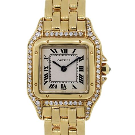 gold cartier women's watch|cartier panthere gold diamond watch.